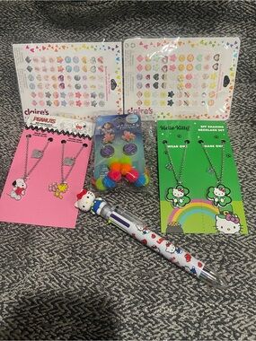 Hello Kitty & Peanuts Character Bundle Jewelry Set with Stick Pen - Multicolor